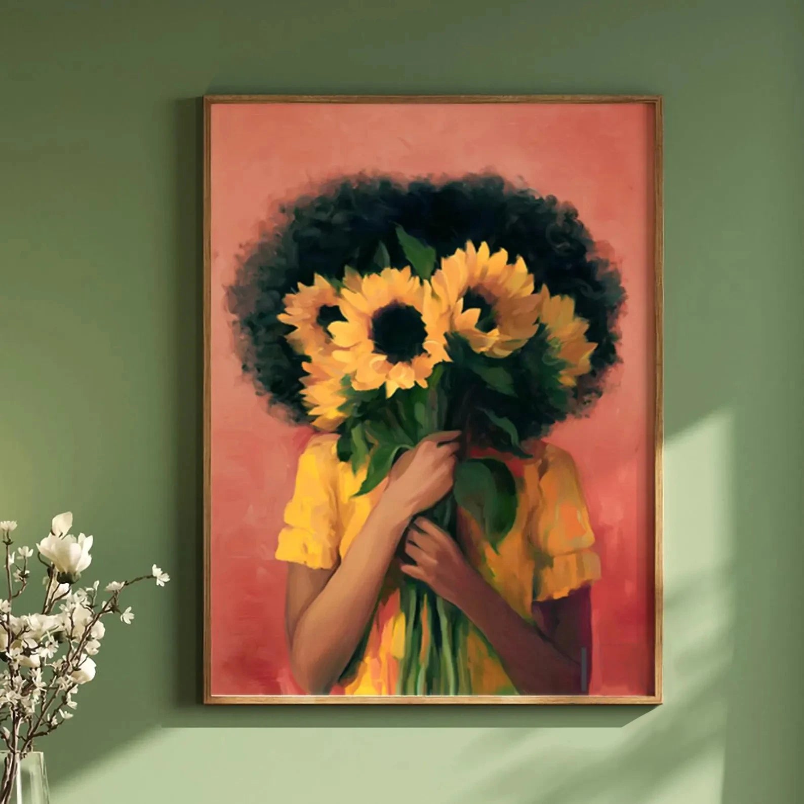 Quadro Decorativo Figuras Verdes Abstratas — Arte Minimalista para Sala