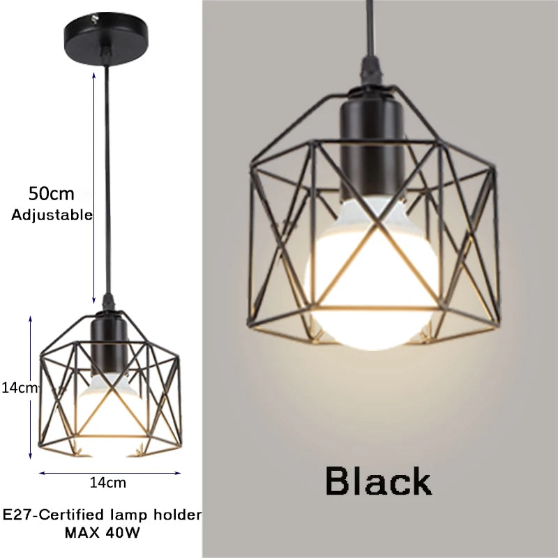 Pendente LED Industrial E27 — Luminária de Metal para Cozinha, Café e Corredor