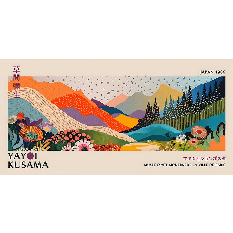 Quadro Decorativo Flores Yayoi Kusama — Arte Japonesa para Sala