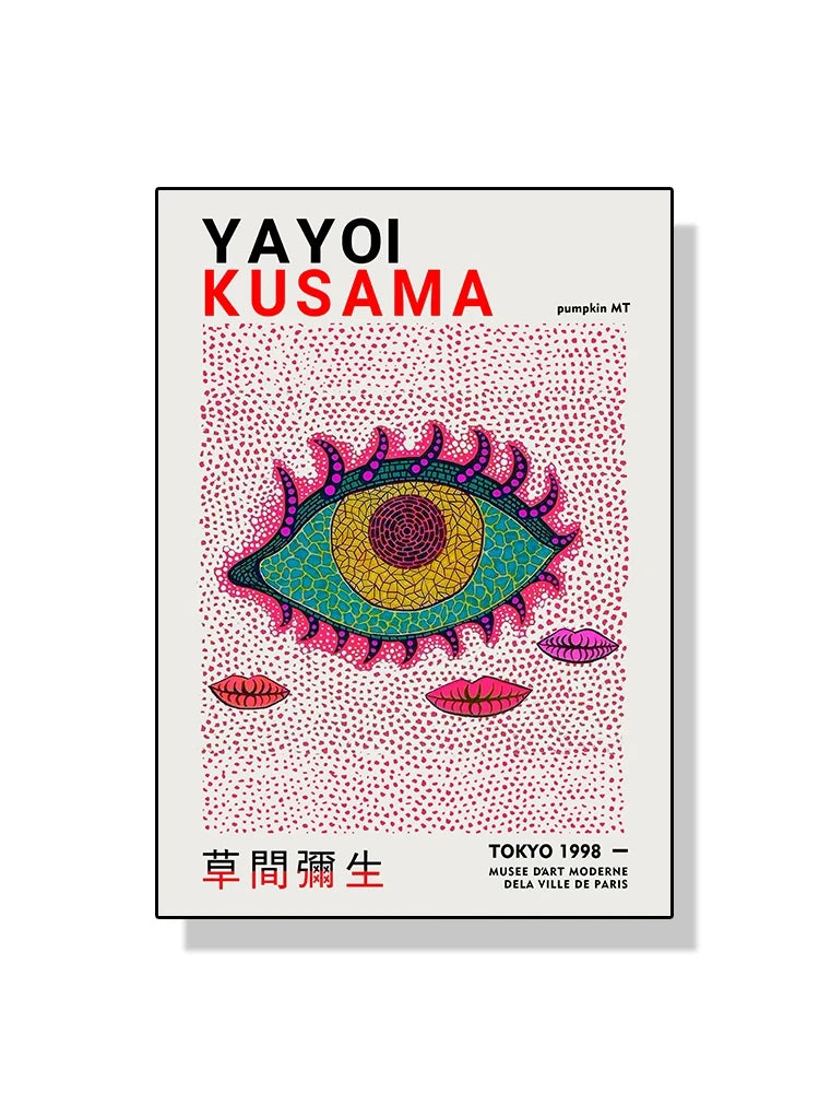 Quadro Decorativo Aboboras e Flores Yayoi Kusama — Arte Abstrata para Sala