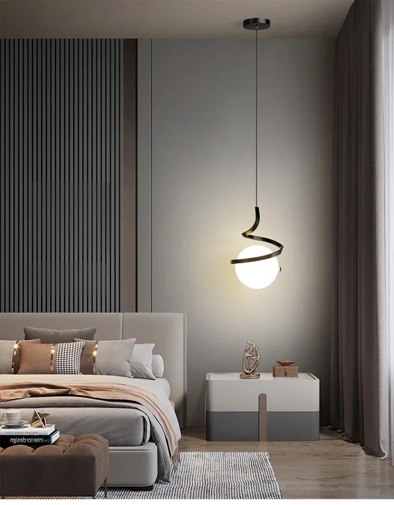 Pendente LED Nórdico Linear — Luminária de Cabeceira para Quarto e Sala de Jantar