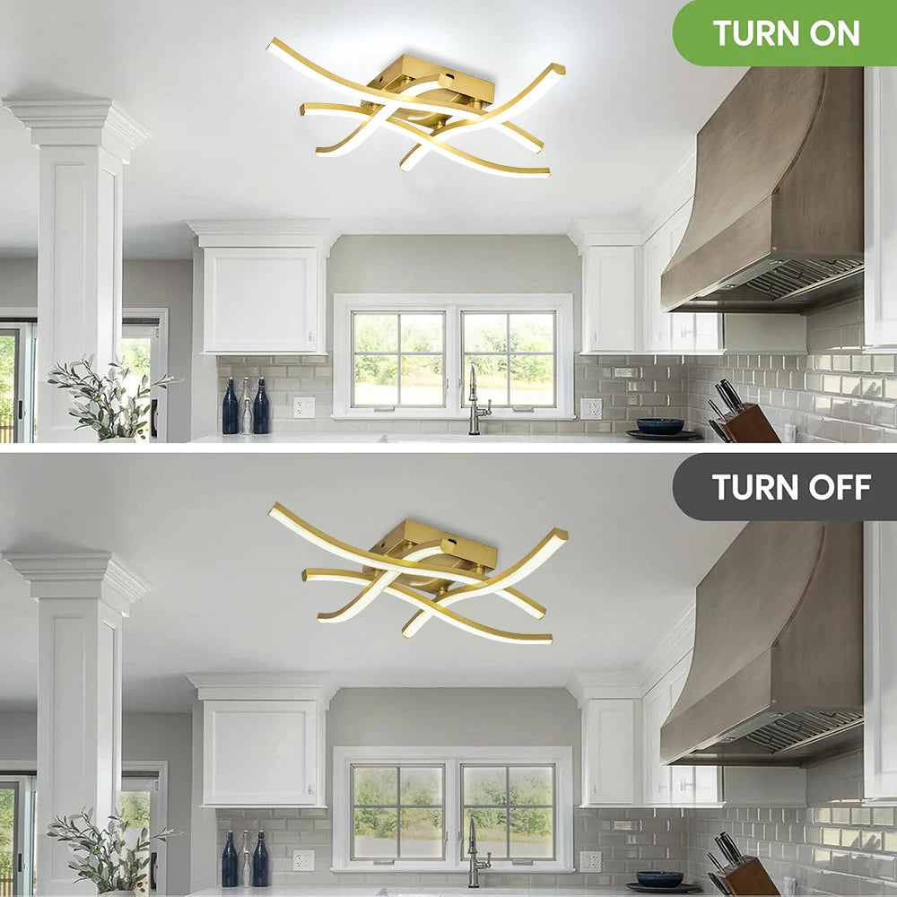 Luminária de Teto LED Ondulada Embutida — 3 Tons de Luz para Sala, Quarto e Corredor