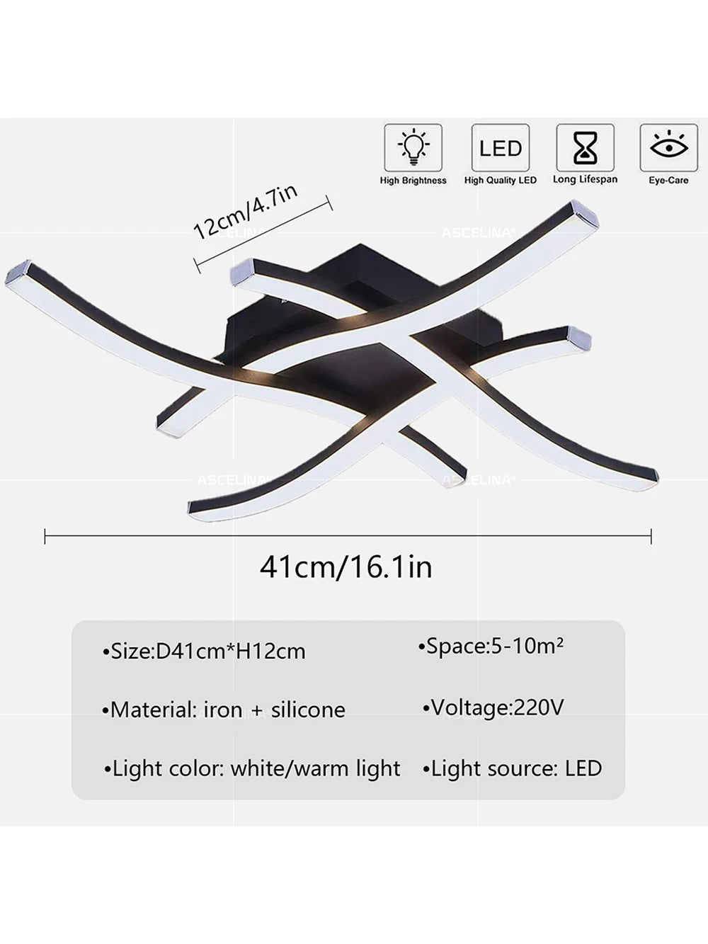 Luminária de Teto LED Onda — Lustre Decorativo para Sala, Quarto e Corredor