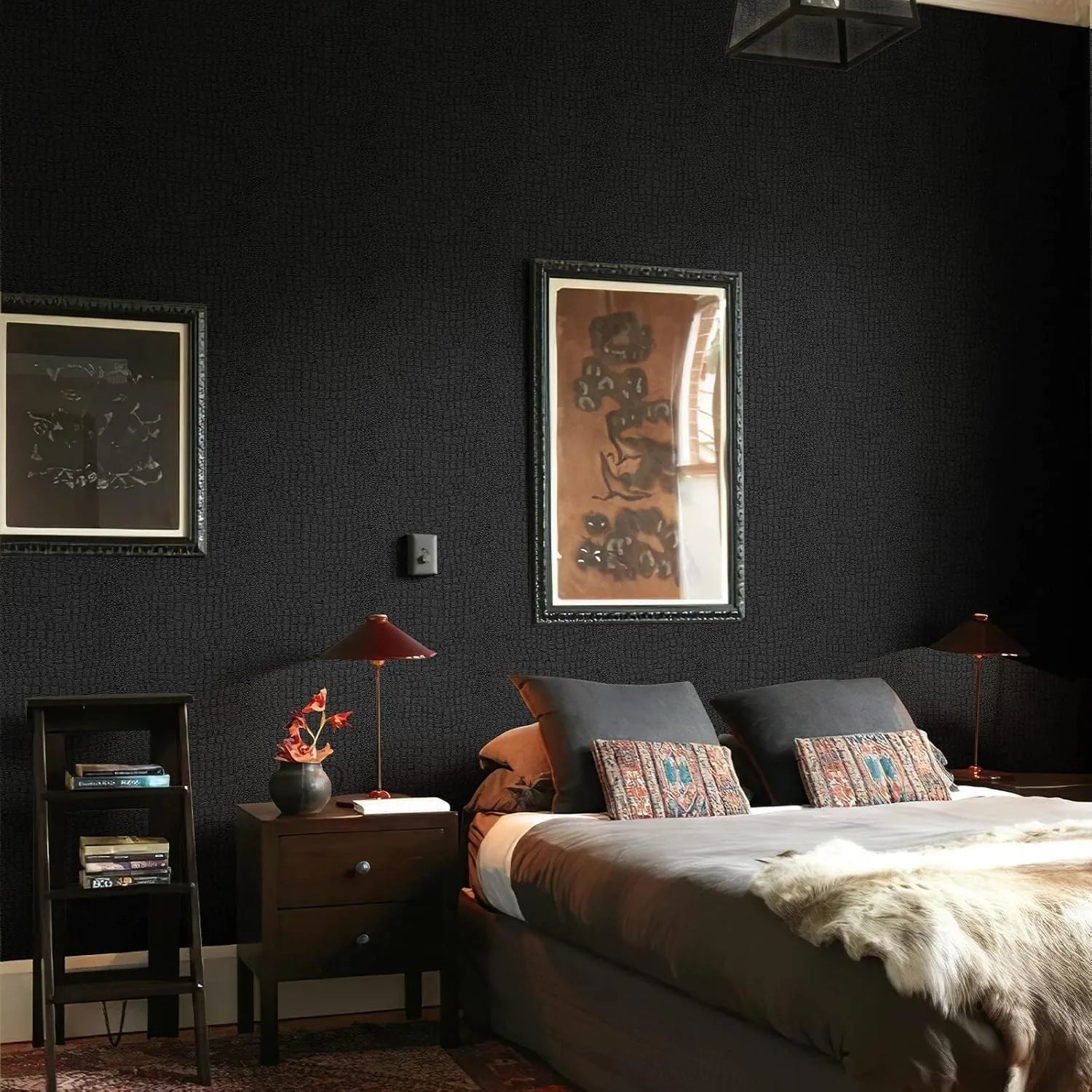 Papel de Parede Crocodilo Preto Autocolante — Textura Luxo para Quarto e Armários