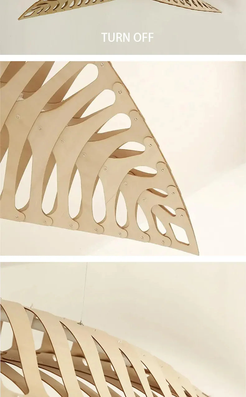 Lustre de Madeira Estilo Wabi Sabi — Pendente LED para Sala, Bar e Café