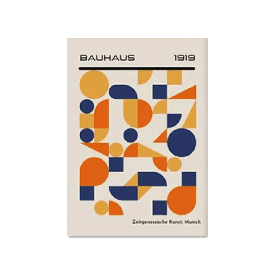 Quadro Decorativo Geométrico Abstrato Bauhaus — Arte Mid Century para Sala