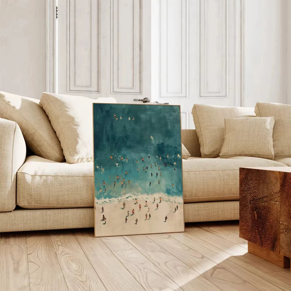 Quadro Decorativo Surrealismo Mar Verde Claro — Arte Abstrata Minimalista para Sala e Quarto