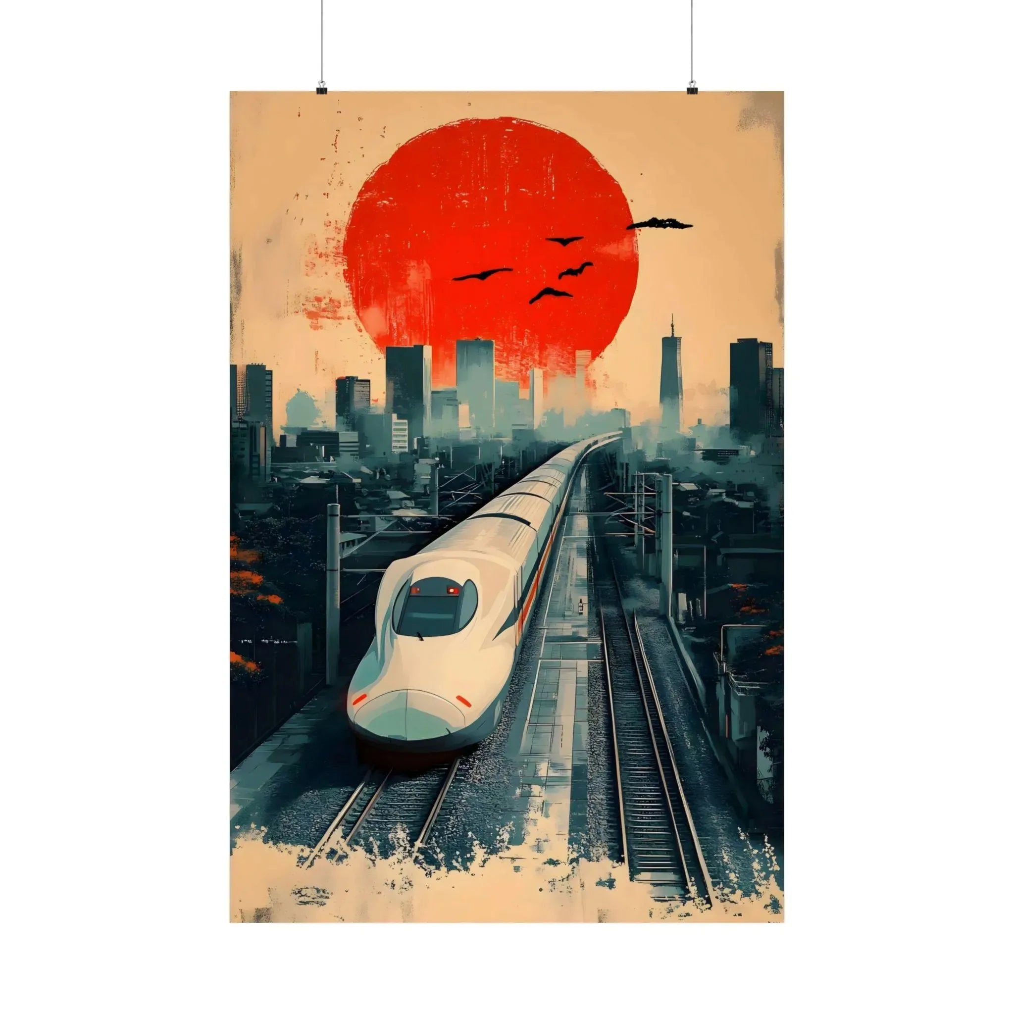 Quadro Decorativo Rua Japonesa Noite Chuvosa — Arte de Paisagem Retrô para Sala e Quarto