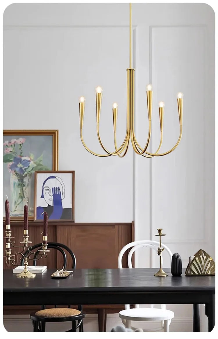 Lustre de Vela Pendente Preto Estilo Francês — Luminária de Luxo para Sala de Estar