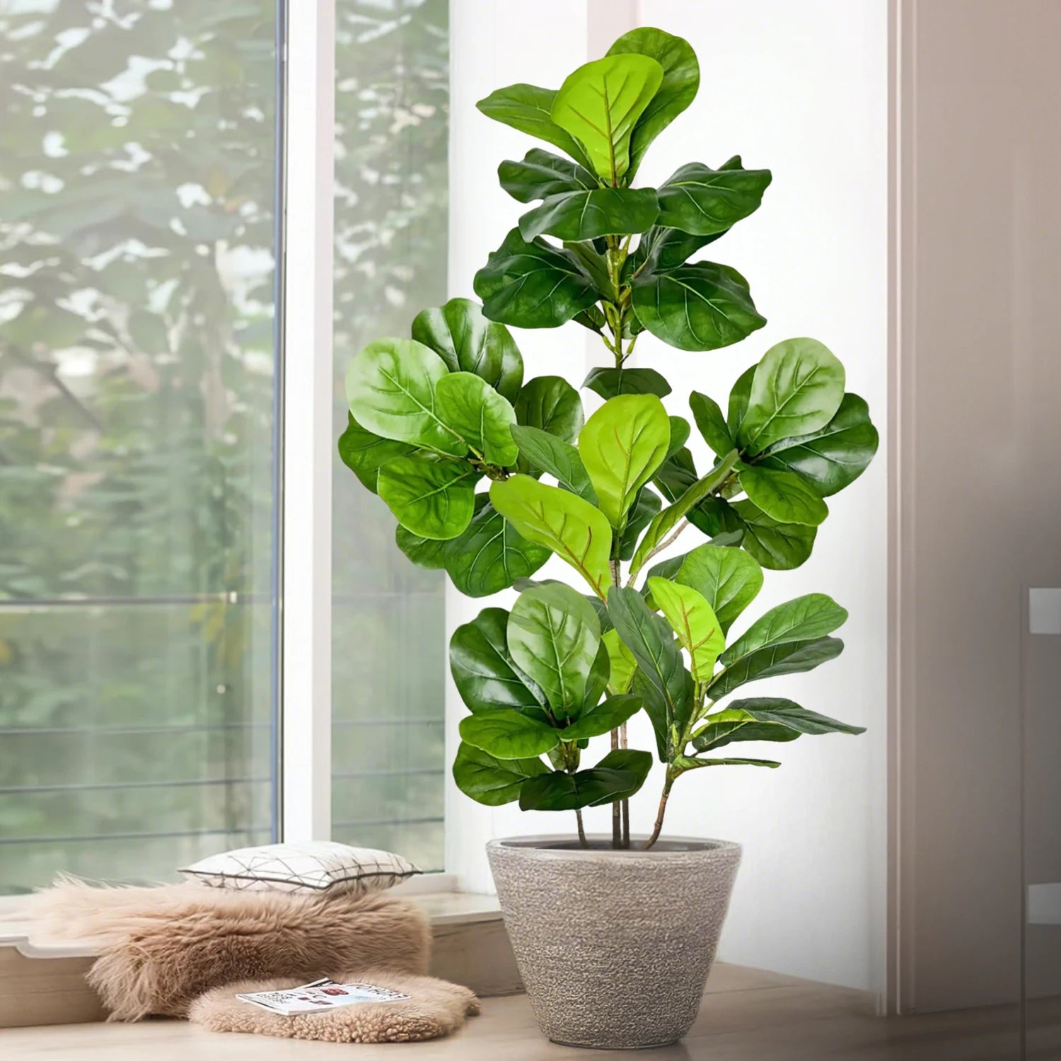 Ficus Lyrata Artificial Extra Grande 77 a 135cm — Para Jardim, Varanda e Escritório