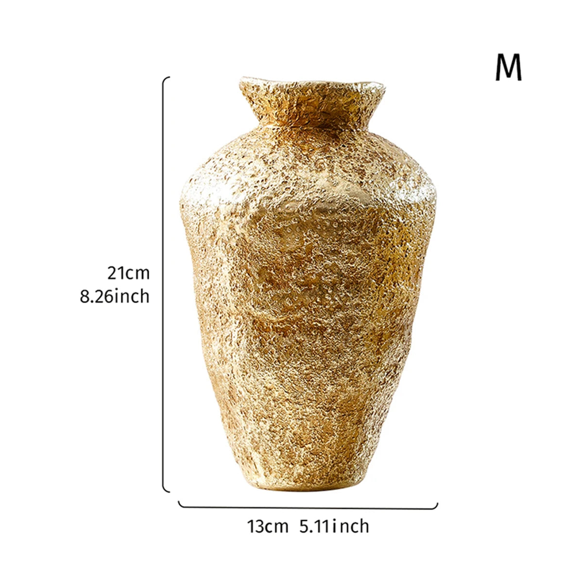 Vaso Resina Jarra Rústica Dourada Retrô — Decorativo para Sala e Ambientes