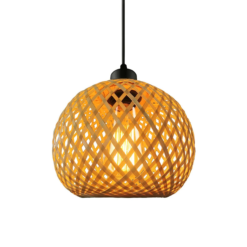 Pendente Bambu Rattan Natural — Luminaria Suspensa Artesanal