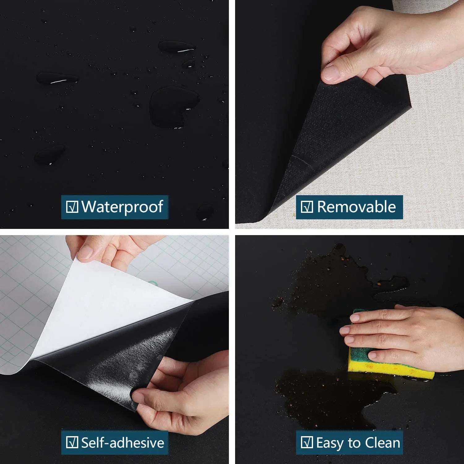 Papel de Parede PVC Autocolante Fosco Verde, Branco e Preto — Para Sala e Prateleiras