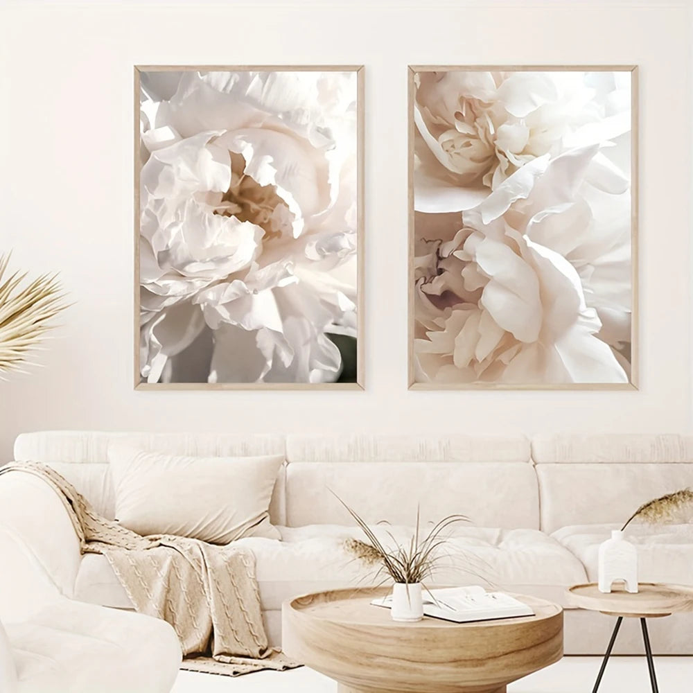 Kit 3 Quadros Canvas Flores Minimalistas — Arte Botânica Poster para Sala e Quarto