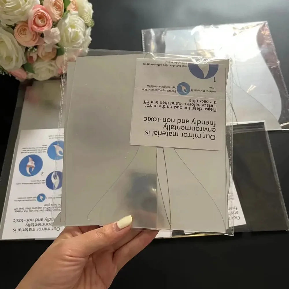 Adesivo de Parede 3D Penas Dançantes com Espelho — Decoração Elegante para Sala e Quarto