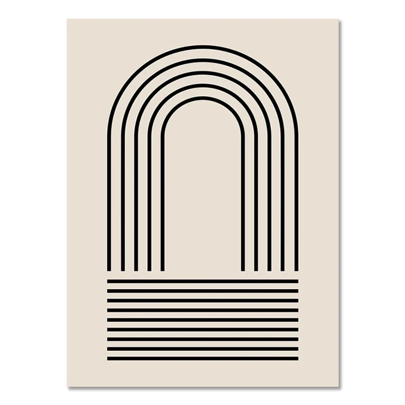 Kit Quadros Geometrico Folhas Arco-Iris Boho — Arte Abstrata Nórdica para Sala