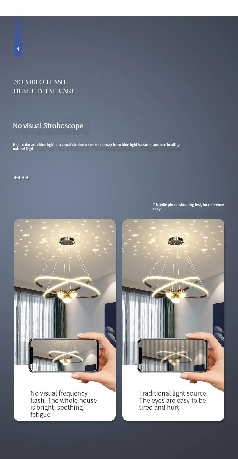 Pendente LED Circular Nórdico — Lustre Preto e Dourado para Sala, Cozinha e Quarto