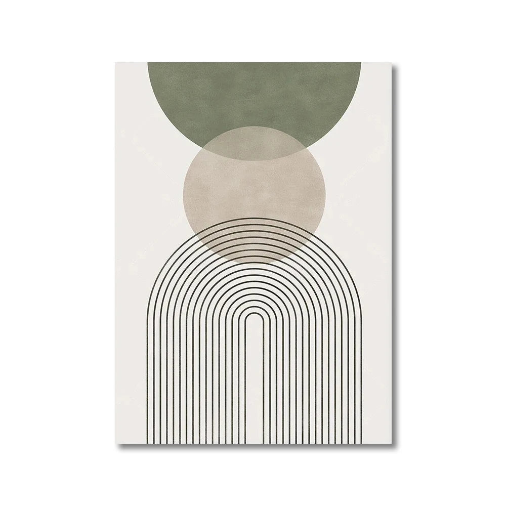 Quadro Decorativo Botânico Verde Sage Nórdico — Arte Boho Geométrica para Sala