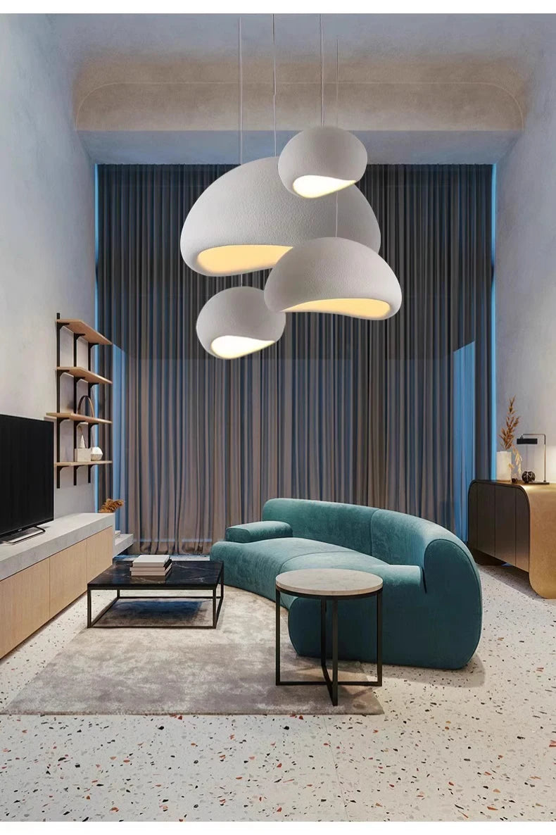 Lustre LED Estilo Wabi Sabi E27 — Pendente para Sala de Jantar, Quarto e Bar