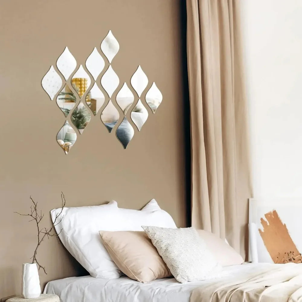 Adesivo Espelho Gota d'Água Acrílico 3D Kit 10 a 30 Peças — Decoração DIY para Sala