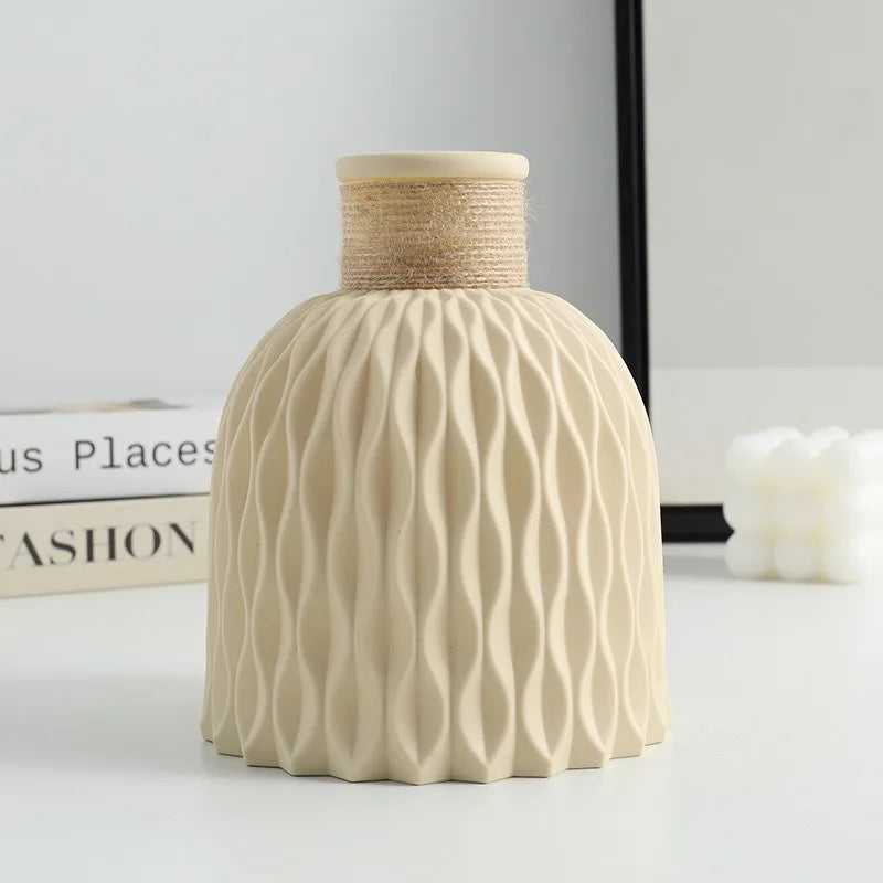 Vaso Plástico Estilo Cerâmica Trançado Abacaxi — Arranjo Floral Criativo Decoração