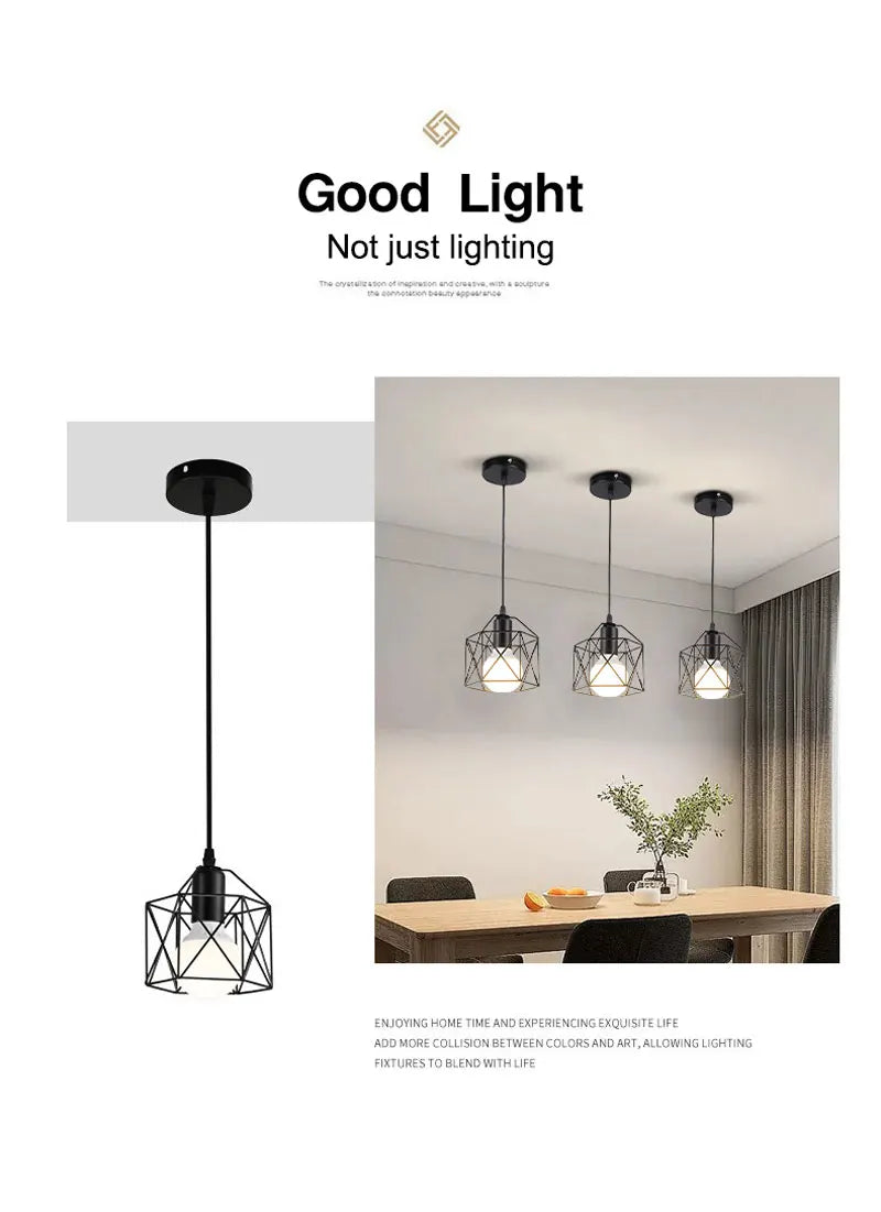 Pendente LED Industrial E27 — Luminária de Metal para Cozinha, Café e Corredor