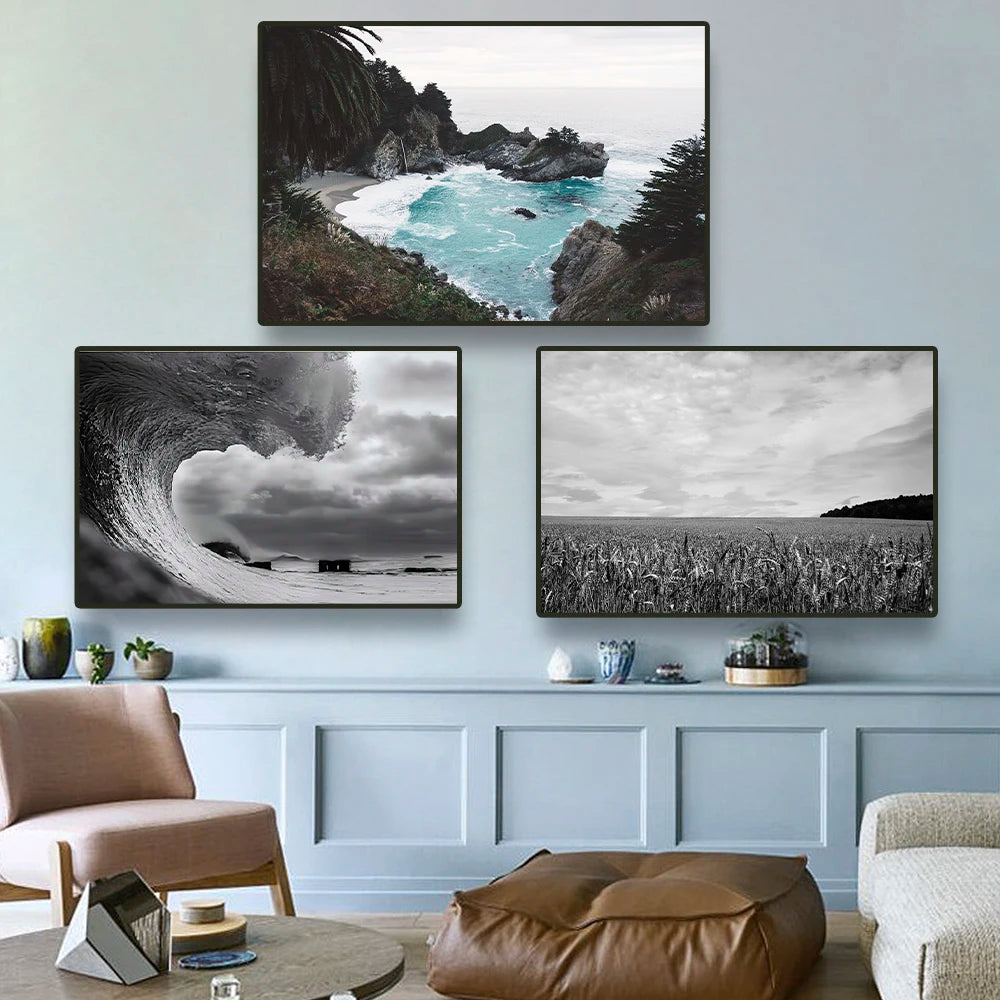 Quadro Decorativo Praia Pôr do Sol Dourado — Arte de Paisagem Tropical para Sala