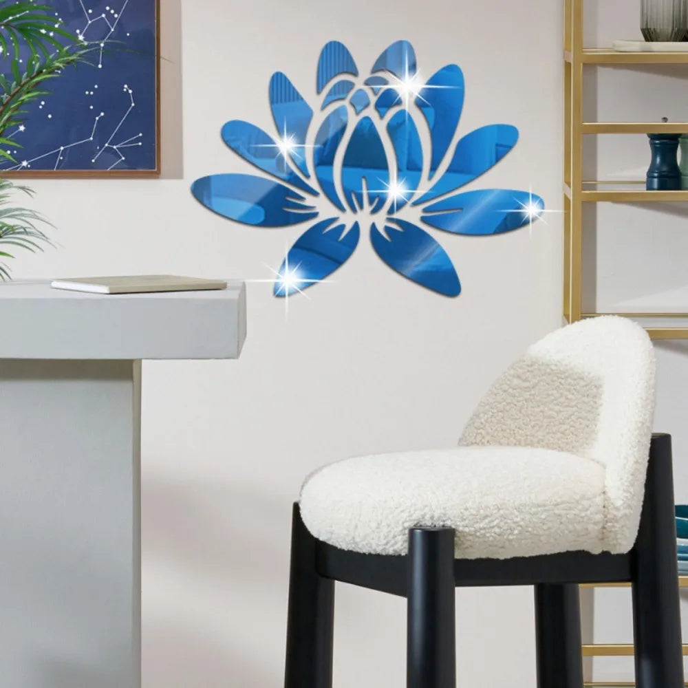 Adesivo Espelho Flor de Lótus 3D Acrílico Removível — Decoração para Sala e Quarto