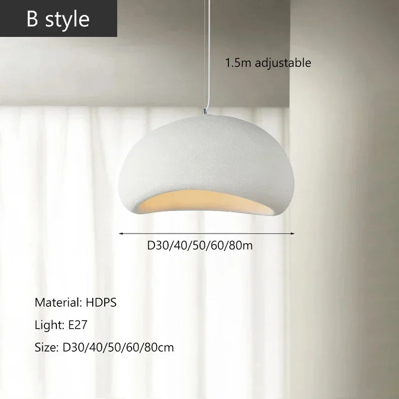 Lustre LED Estilo Wabi Sabi E27 — Pendente para Sala de Jantar, Quarto e Bar
