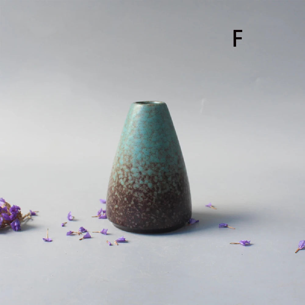 Vaso Cerâmica Pequeno Preto Rústico Japonês — Decoração Minimalista de Mesa