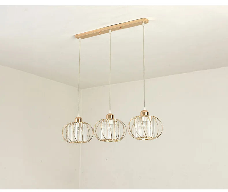 Lustre de Cristal LED Pendente — Luminária Nórdica Preta para Sala de Jantar