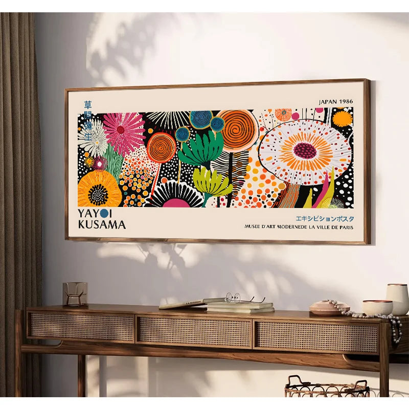 Quadro Decorativo Flores Yayoi Kusama — Arte Japonesa para Sala