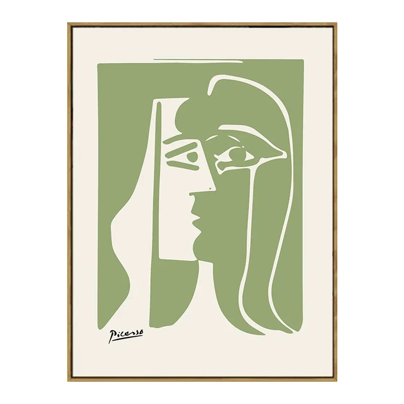 Quadro Decorativo Floral Abstrato Verde — Arte Minimalista Inspirada em Matisse e Picasso