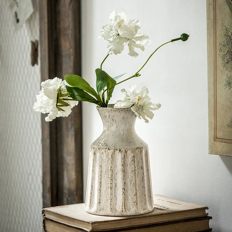 Vasos de Cerâmica Vintage Estilo Americano — Arranjos de Flores Secas para Sala e Quarto
