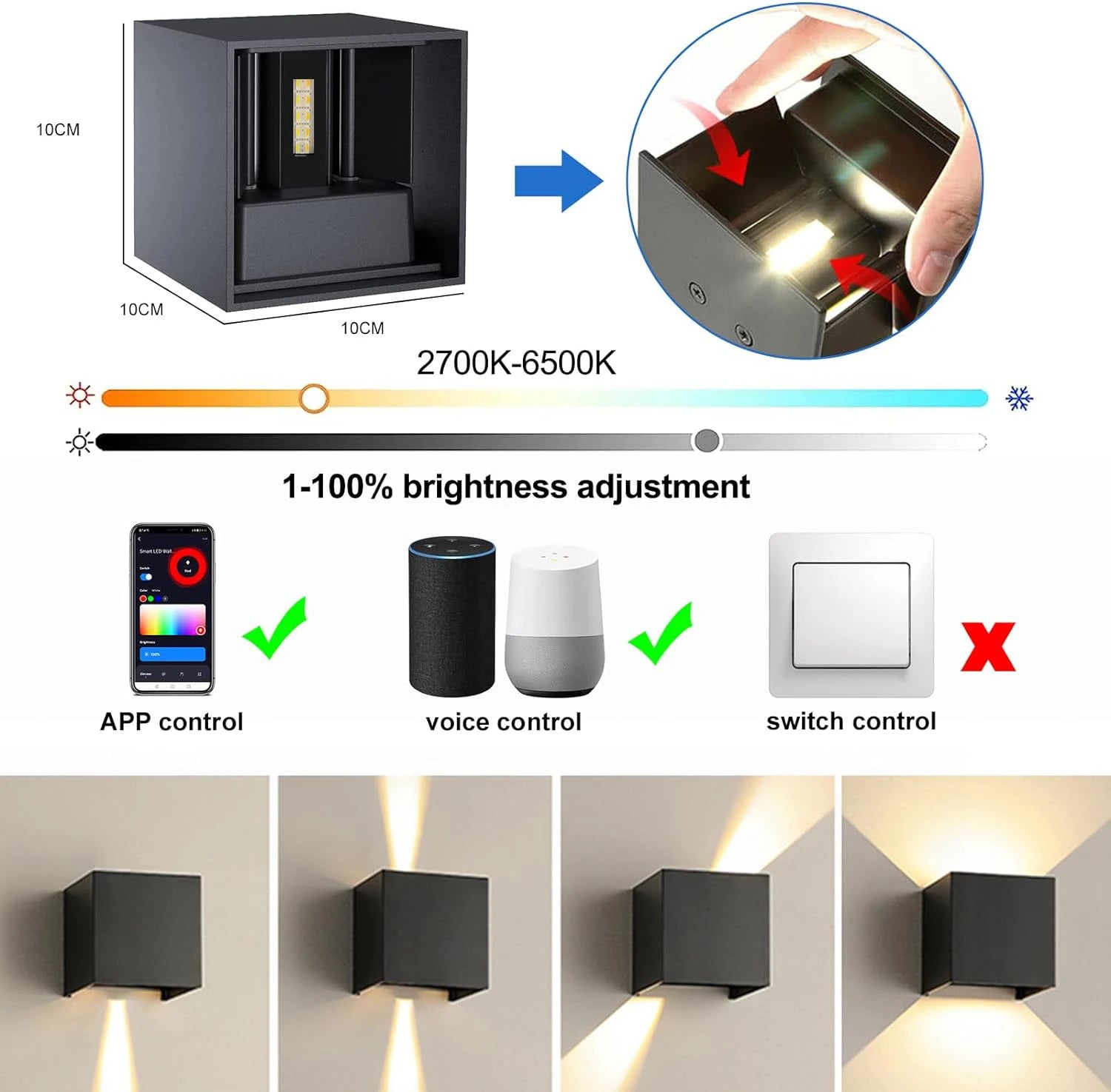 Arandela LED Smart 12W RGB WiFi e Zigbee — Controle por App Atmosfera Decorativa