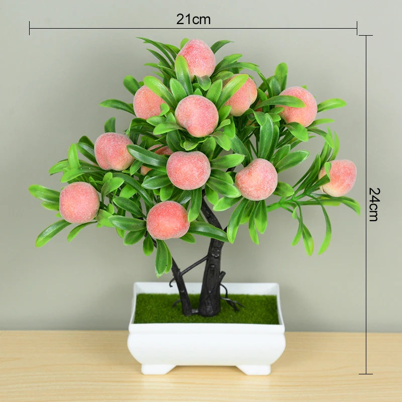 Bonsai Artificial com Vaso e Flores — Mini Árvore Decorativa para Mesa e Escritório