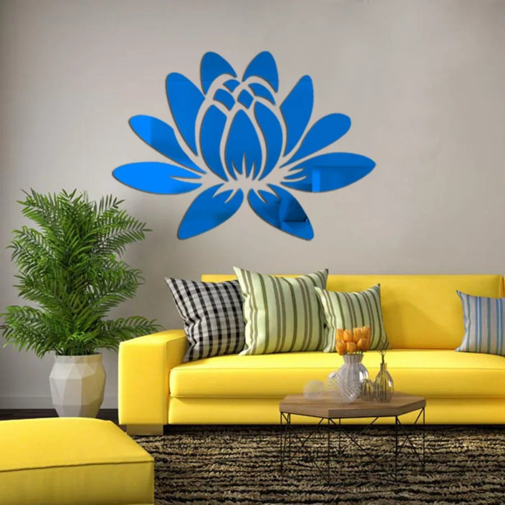 Adesivo Espelho Flor de Lótus 3D Acrílico Removível — Decoração para Sala e Quarto