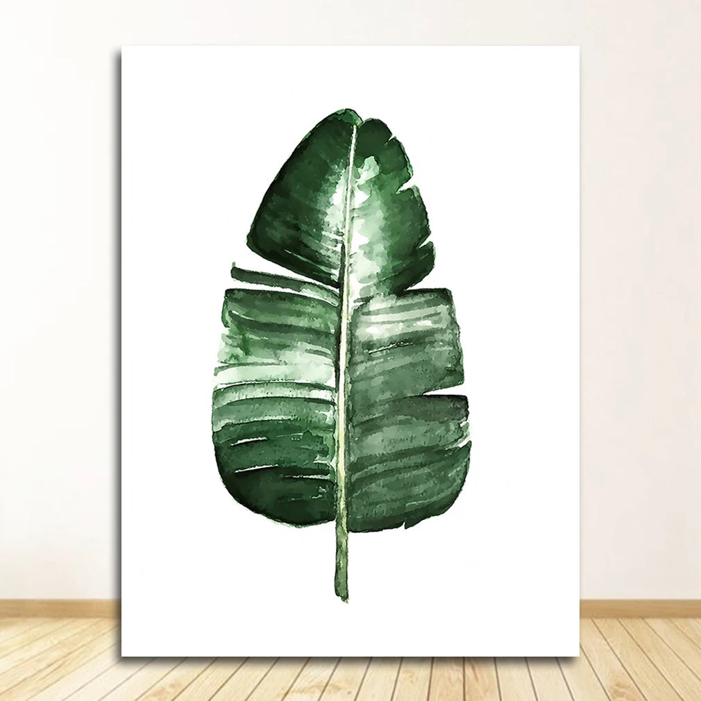 Quadro Decorativo Plantas Tropicais Folhas Verdes — Arte Escandinava Moderna para Sala