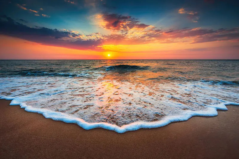 Quadro Decorativo Pôr do Sol na Praia — Arte de Paisagem Nórdica para Sala