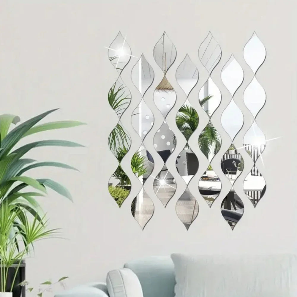 Adesivo Espelho Gota d'Água Acrílico 3D Kit 10 a 30 Peças — Decoração DIY para Sala