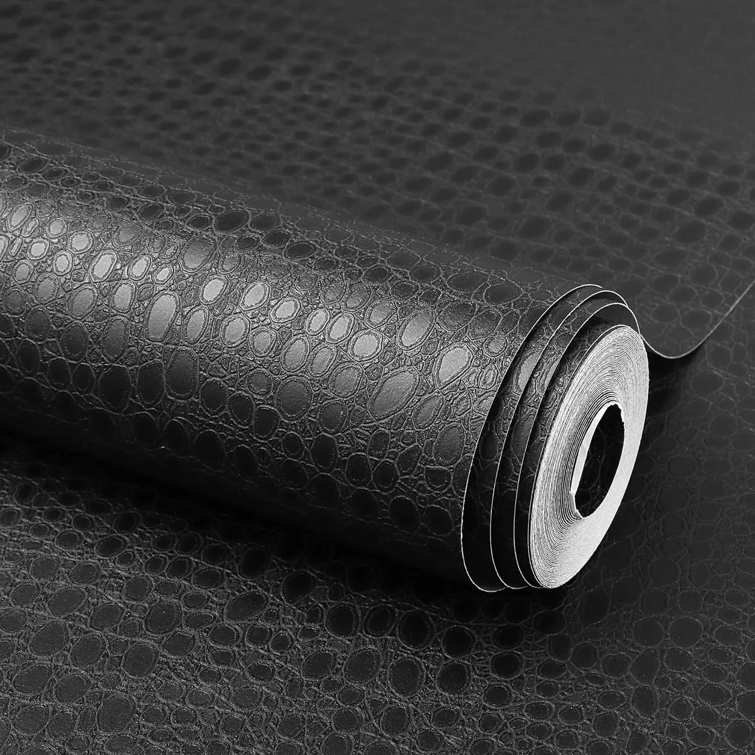 Papel de Parede Crocodilo Preto Autocolante — Textura Luxo para Quarto e Armários
