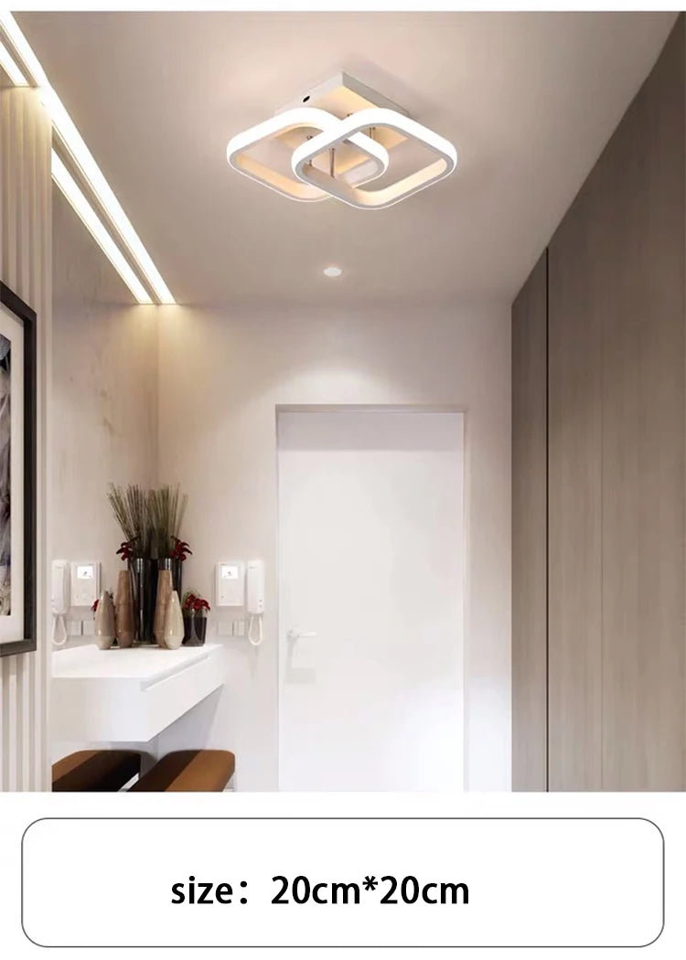 Luminária de Teto LED Moderna 2 Anéis — 3 Tons de Luz para Corredor, Varanda e Escritório
