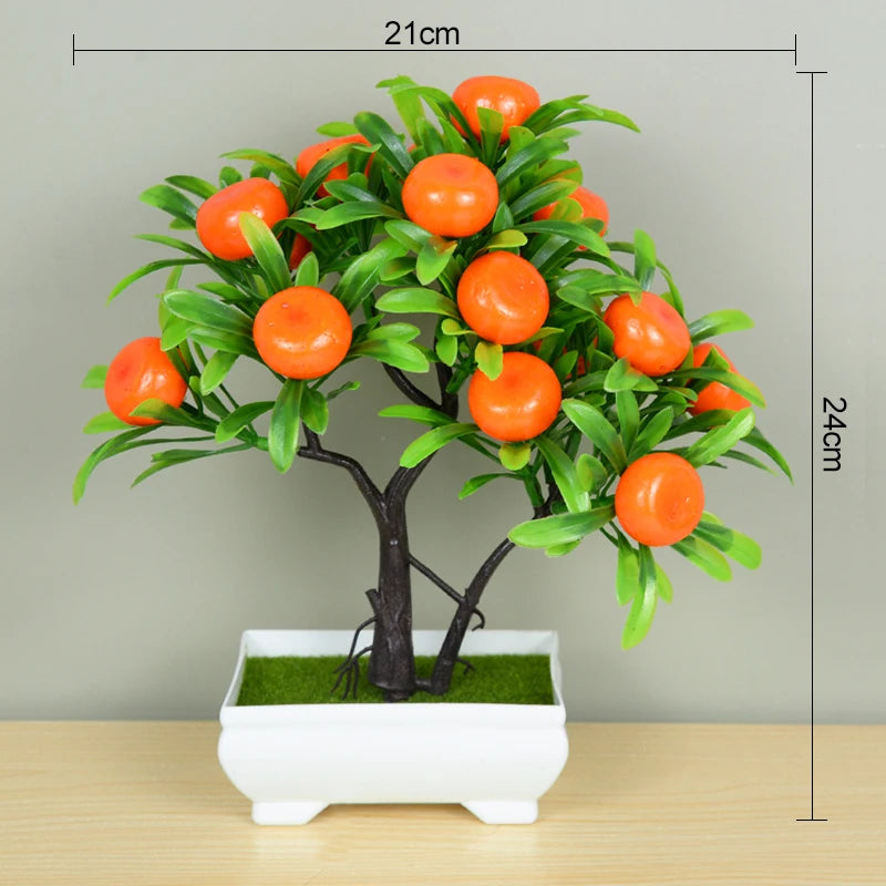 Bonsai Artificial com Vaso e Flores — Mini Árvore Decorativa para Mesa e Escritório