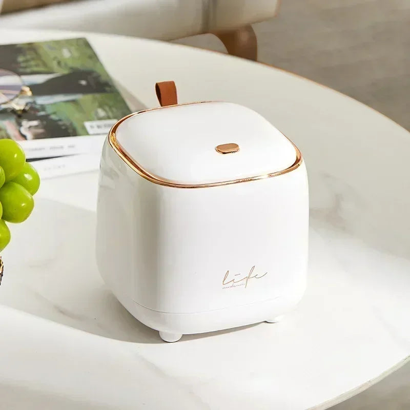 Mini Lixeira de Mesa Luxo Dupla Camada com Tampa de Pressão — Design Premium Moderno