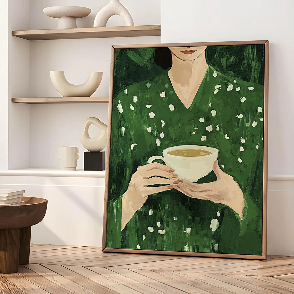 Quadro Decorativo Mulher Abstrata com Flores — Arte Minimalista Japandi para Sala
