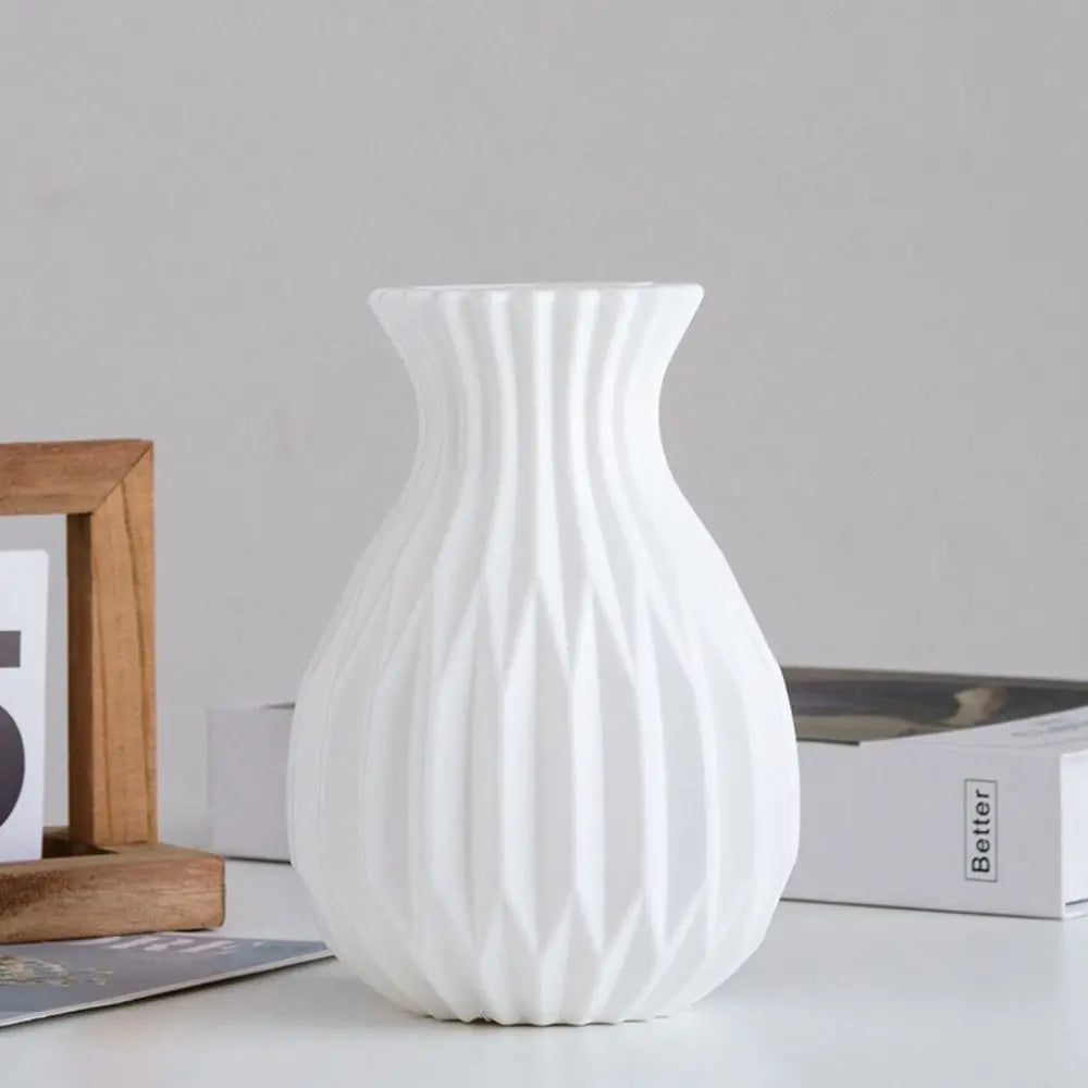 Vaso Plástico Estilo Cerâmica Cor Sólida Nórdico — Para Arranjos Florais e Sala