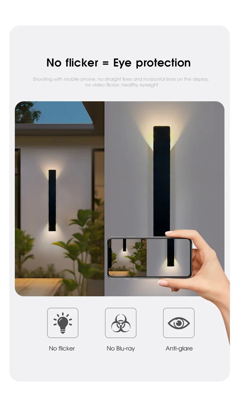 Arandela LED Listrada Impermeável 18W — Iluminação de Fachada para Parede e Jardim