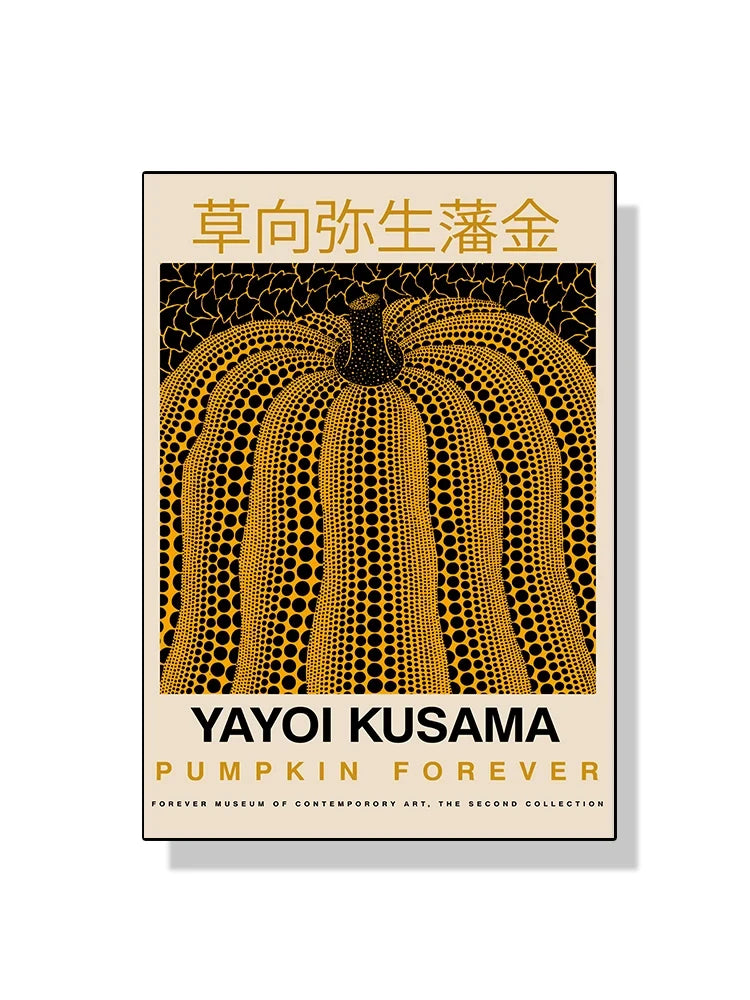 Quadro Decorativo Aboboras e Flores Yayoi Kusama — Arte Abstrata para Sala
