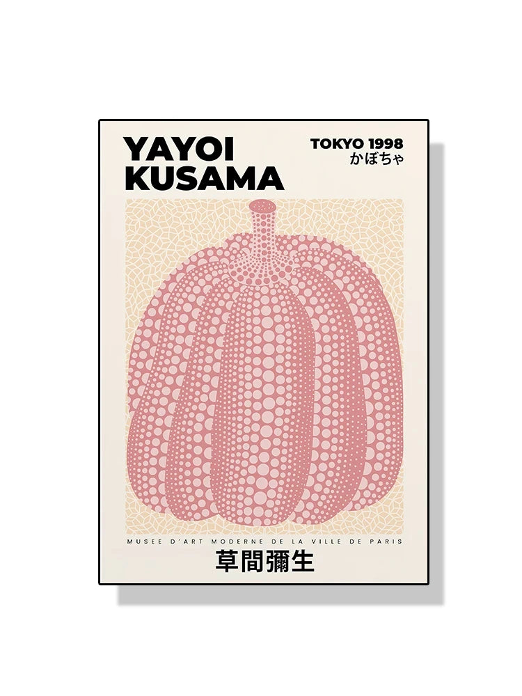Quadro Decorativo Aboboras e Flores Yayoi Kusama — Arte Abstrata para Sala