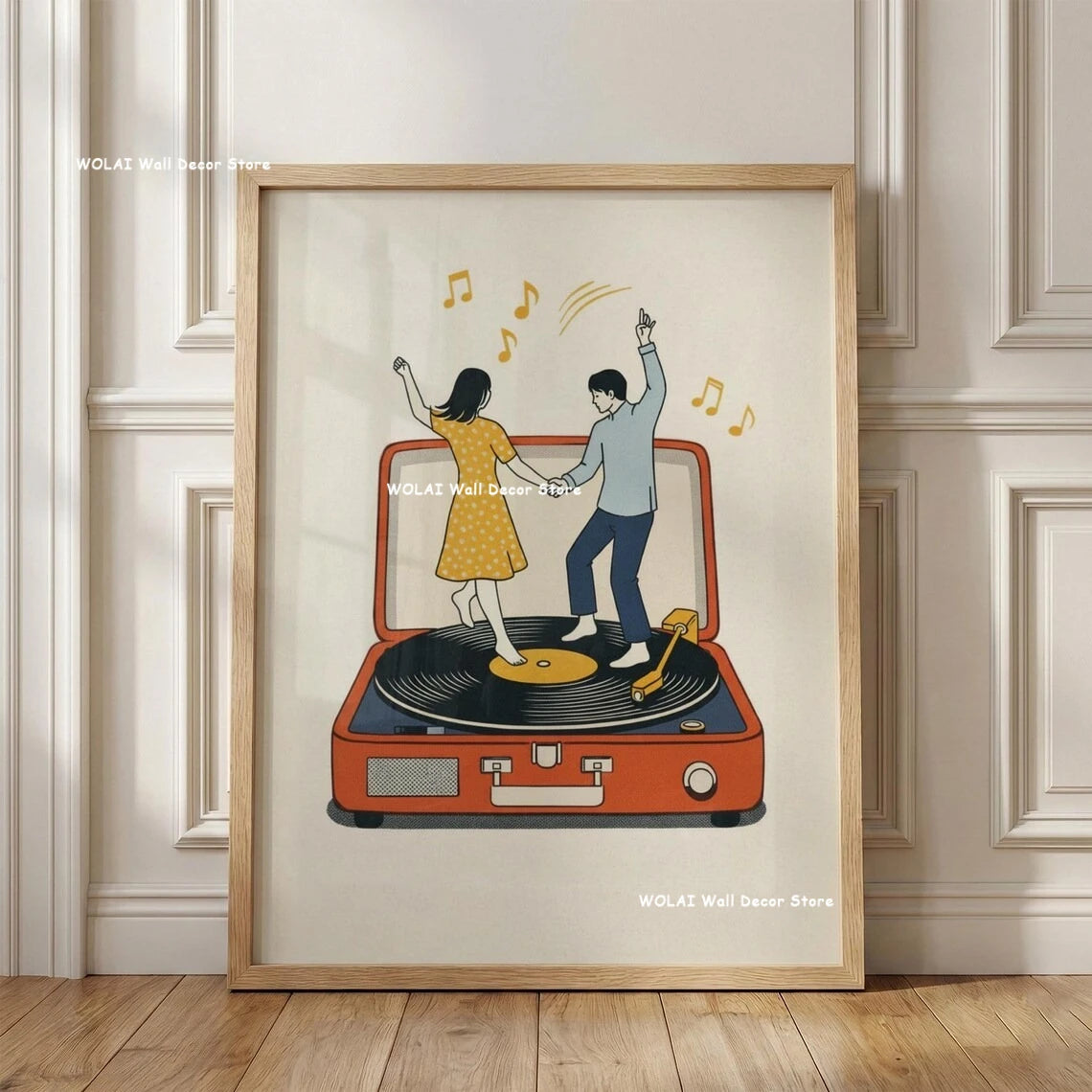 Quadro Decorativo Disco de Vinil Retrô — Arte Musical Japonesa para Sala e Quarto
